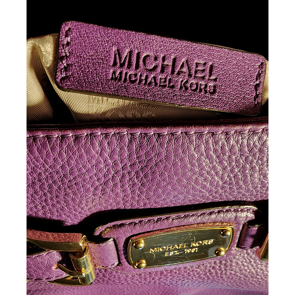 Michael Kors Hamilton Large Leather Crossbody Shoulder Bag purple - Picture 4 of 7